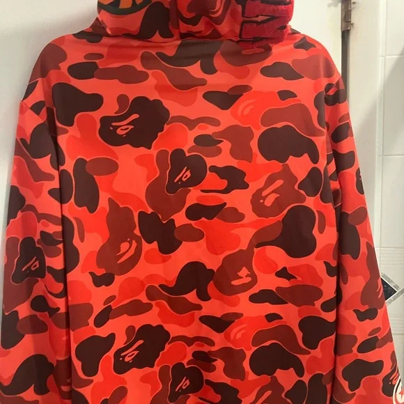 BAPE designer brand Camo Red Shark Full Zip Hoodie lightweight jacket Size XXL - Picture 15 of 15